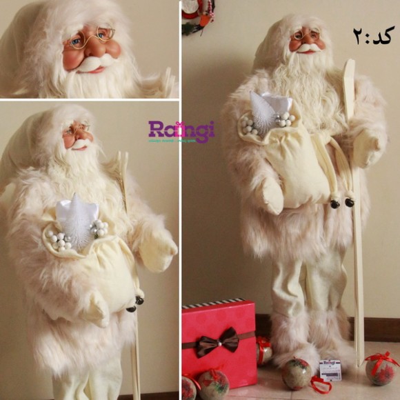 بابانوئل کریسمس کرم با چوب اسکی